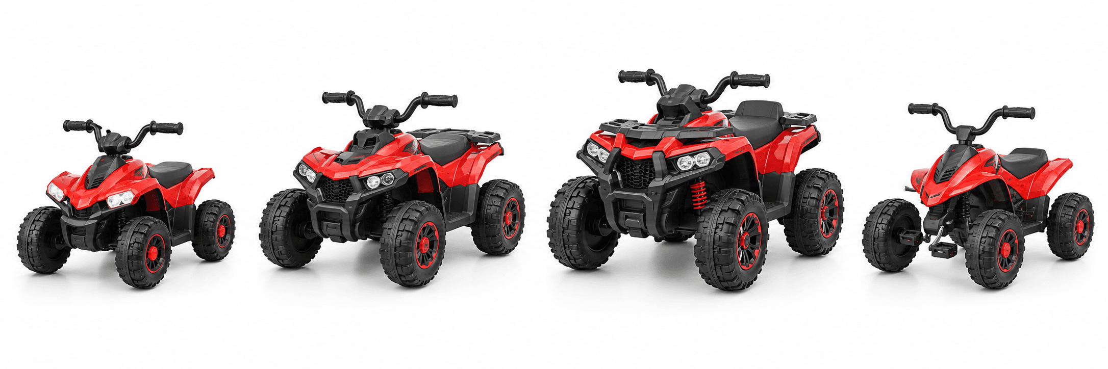 Different CubRover children’s ATV platforms arranged for a B2B product comparison